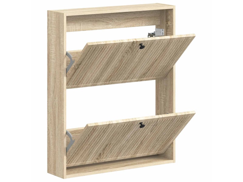  Meuble à chaussures mural, armoire à chaussures ede 71x17x86 cm chêne sonoma  - Conforama C