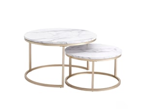 Table basse rond(e) coloris blanc   - 80 cmx60 cm