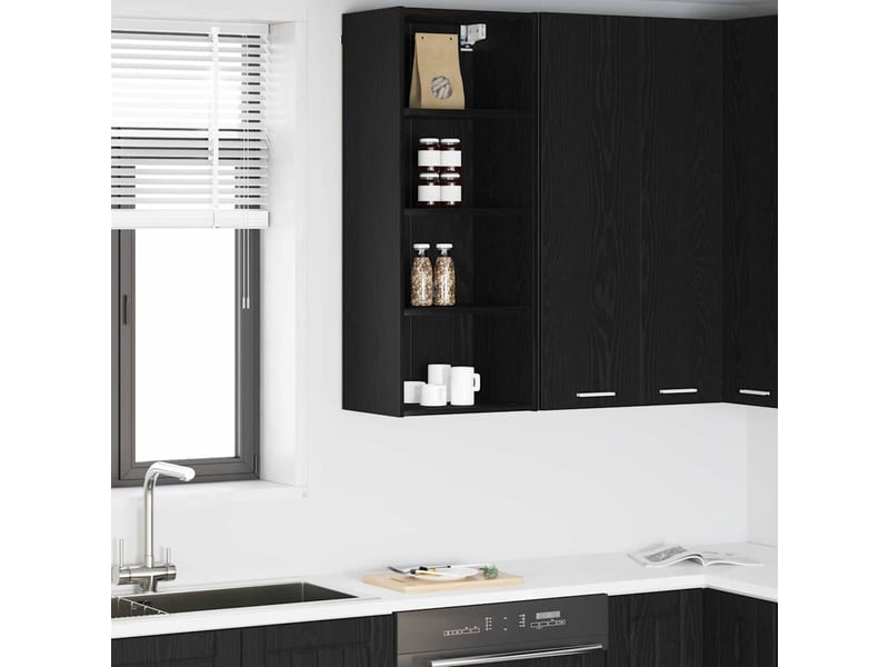 Meuble de rangement cuisine, armoire suspendue chêne noir 40x29,5x100cm  - Conforama B
