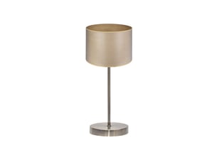 Fabrilamp tania lampe à poser marron effet bois clair, abat-jour textile effet bois, 1 x e14, 42 cm