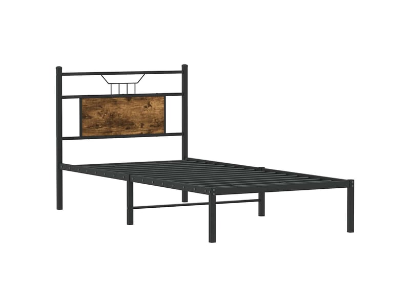  Lit simple- lit adulte -  cadre de lit sans matelas chêne fumé 80x200cm bois d'ingénierie  - Conforama D