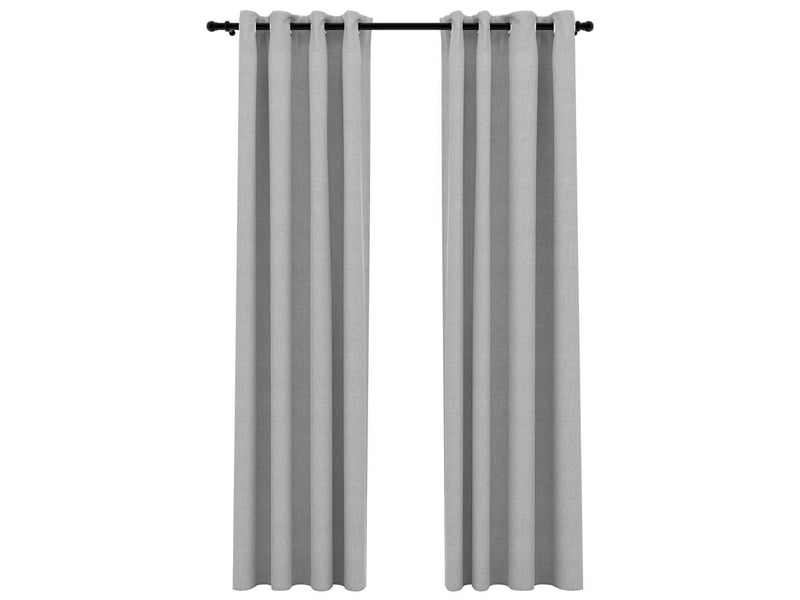  Lot de 2 rideaux occultants, rideaux black-out aspect lin avec œillets gris 140x245cm cf44524  - Conforama A