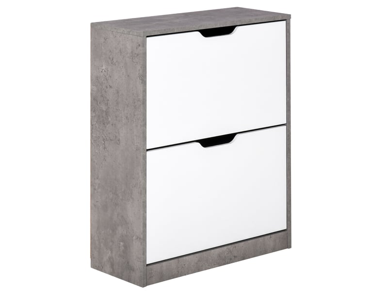  Meuble à chaussures meuble d'entrée placard de rangement, 2 portes abattantes, 62,5 x 26 x 81 cm, gris et blanc  - Conforama B