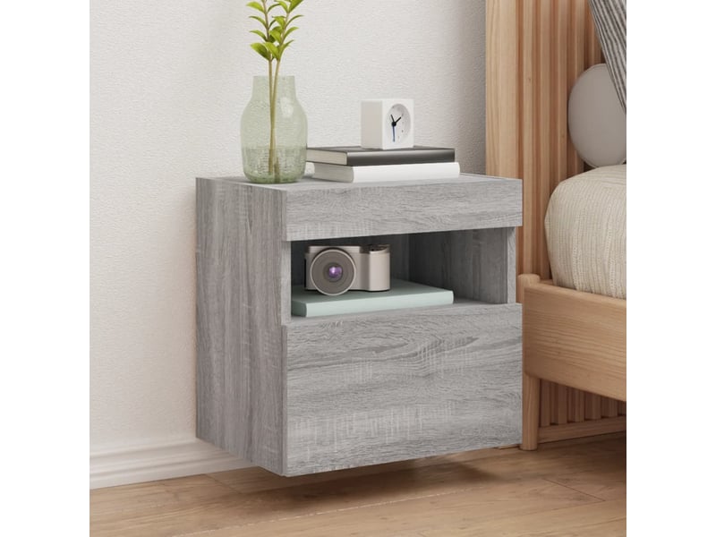 Meuble tv - banc tv - meuble de rangement mural avec lumières led sonoma gris 40x30x40 cm - Conforama B