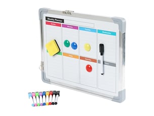 Tableau blanc magnétique pratique pour bureau 30 x 40 cm avec marqueurs et aimants en acier blanc 13_0017488