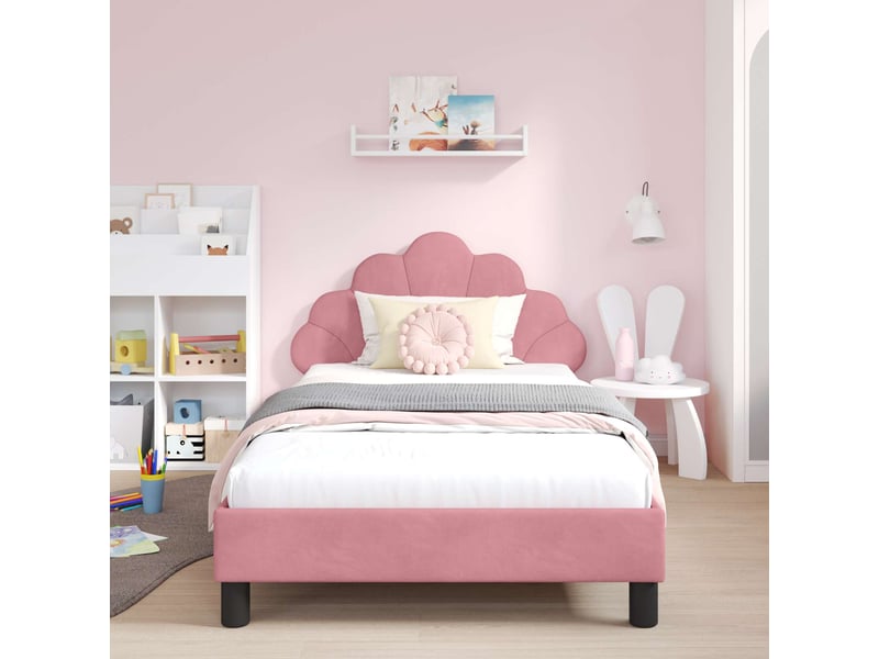  Cadre de lit pour enfants - lit jeune avec tête de lit rose 90 x 190 cm  - Conforama C