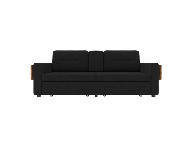  Canapé 2 places 178*71*57.5cm en chenille avec 2 tiroirs et tablettes rabattables noir chicfurn  - Conforama A