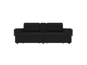 Canapé droit convertible CHICFURN 2 places Tissu noir avec coffre de rangement