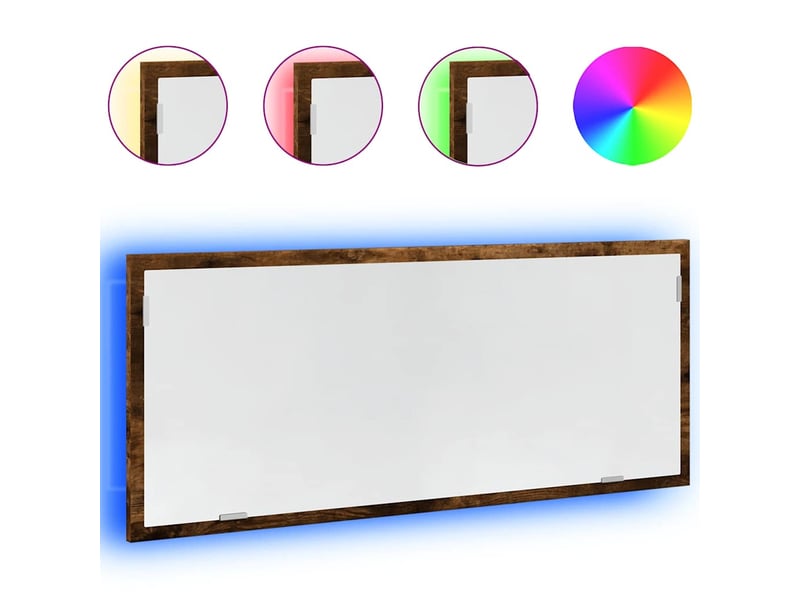  Miroir de salle de bain, miroir de toilette à led chêne fumé bois d'ingénierie cf62516  - Conforama A