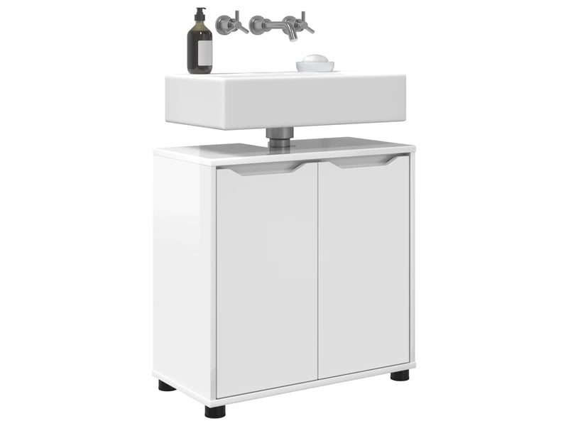  Armoire de lavabo de salle de bain blanc brillant  - Conforama C