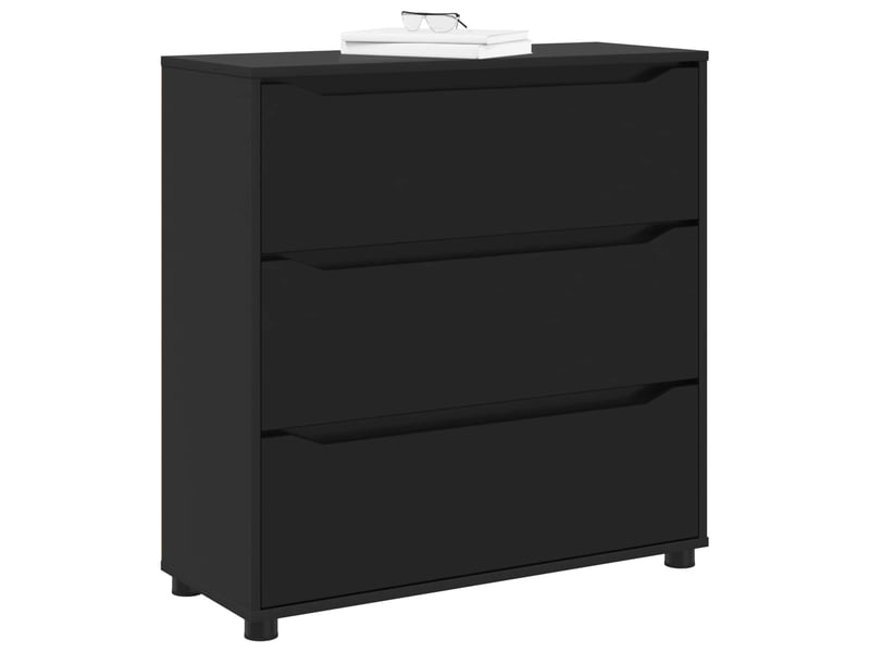  Armoire de rangement, commode de rangement 80 x 31 x 81 cm bois d'ingénierie noir  - Conforama C