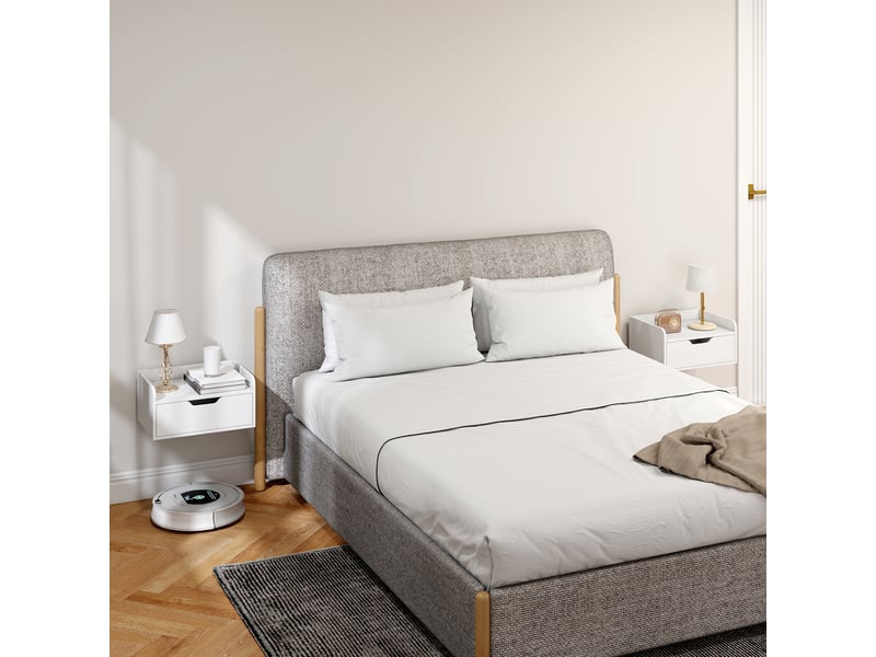  Lot de 2 tables de chevet murales tables de nuit suspendues tiroir plateau aspect bois dim. 40l x 30l x 19,5h cm  - Conforama D
