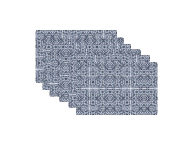  Set de table design petits carreaux de ciment bleu en vinyle - set de 6  - Conforama A