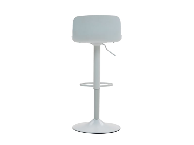  Tabouret de bar pivotant avec dossier ergonomique et hauteur réglable, base métallique, blanc en métal et tissu  - Conforama E