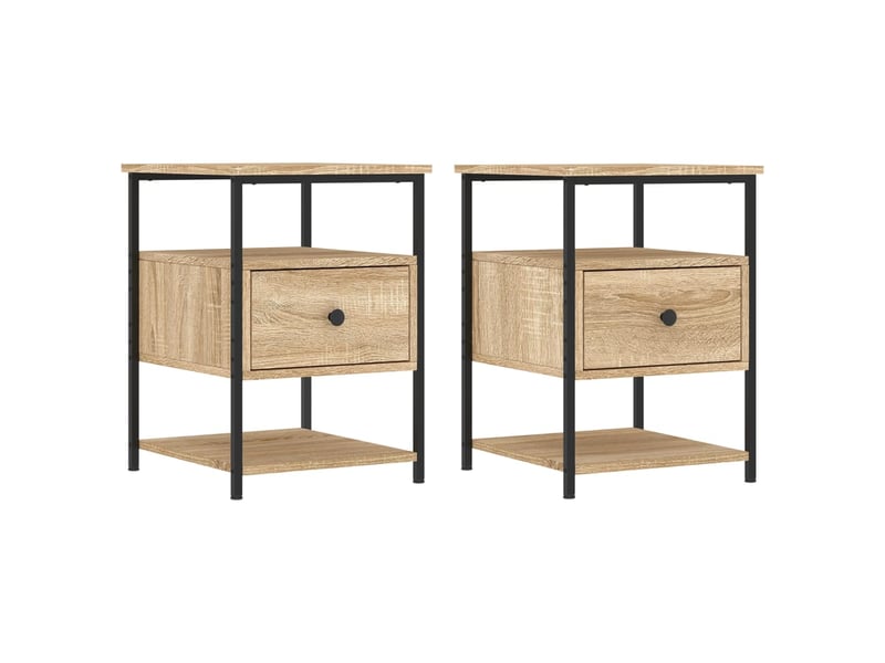  Lot de 2 tables de chevet - cabinet de chevet - table de nuit chêne sonoma 40x42x56 cm bois ingénierie  - Conforama A