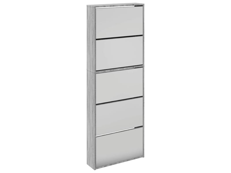  Meuble à chaussure, armoire à chaussures miroir 5 niveaux sonoma gris 63x17x169,5cm  - Conforama A