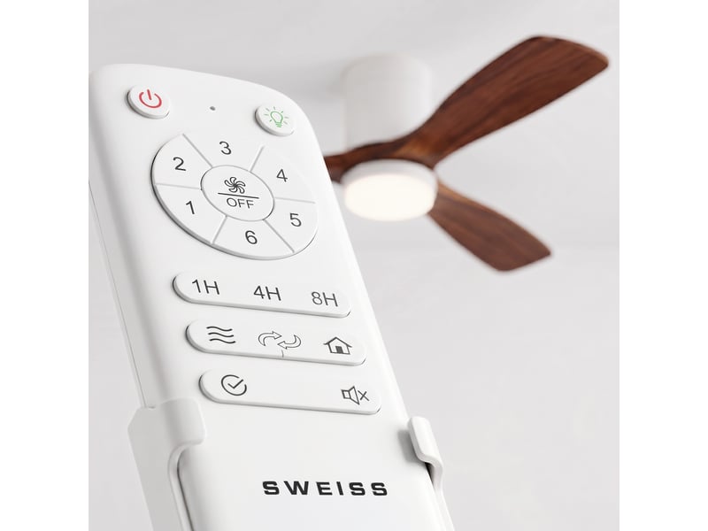  Sweiss flow26 - ventilateur de plafond avec led, 6 vitesses, bois foncé  - Conforama D