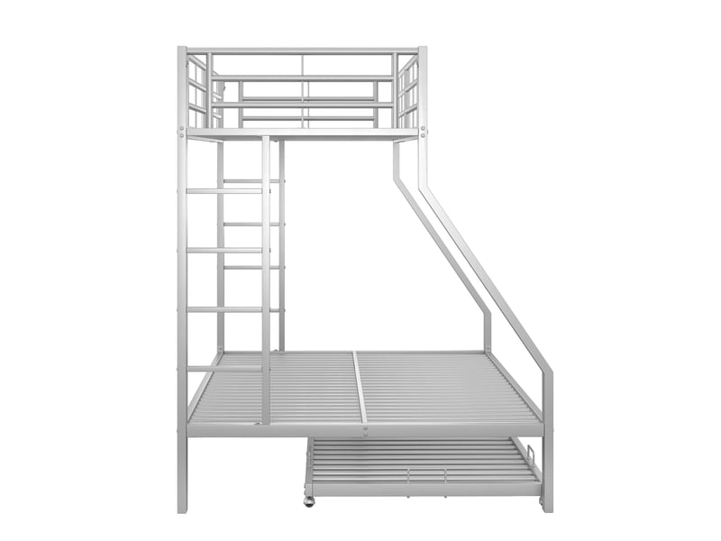  Lit superposé argenté 90/140 × 200 cm en métal, lit gigogne et échelles latérales  - Conforama D