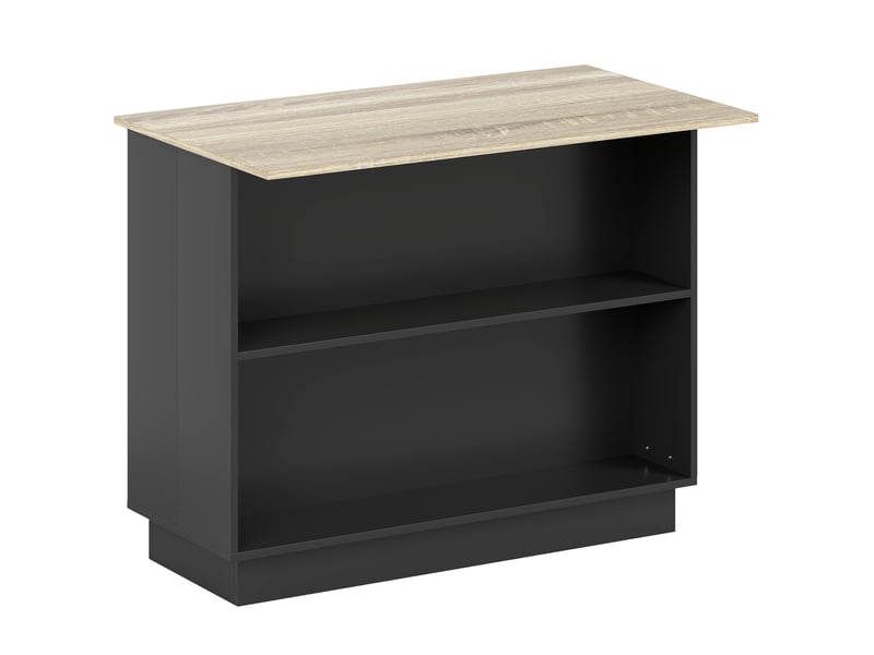  Desserte îlot de cuisine étagère réglable 2 compartiments ouverts 2 placards plan de travail effet bois noir 105 x 60 cm  - Conforama B