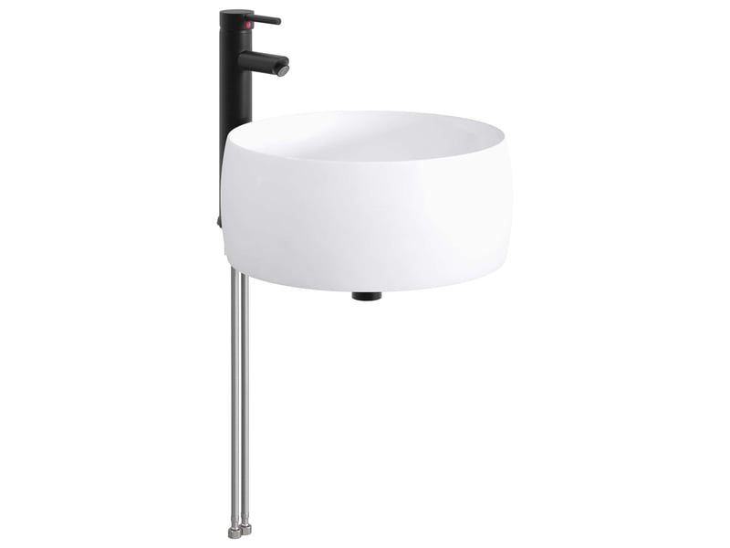  Lavabo avec robinet et évacuation noir mat 38.5x38.5x16 cm  - Conforama D