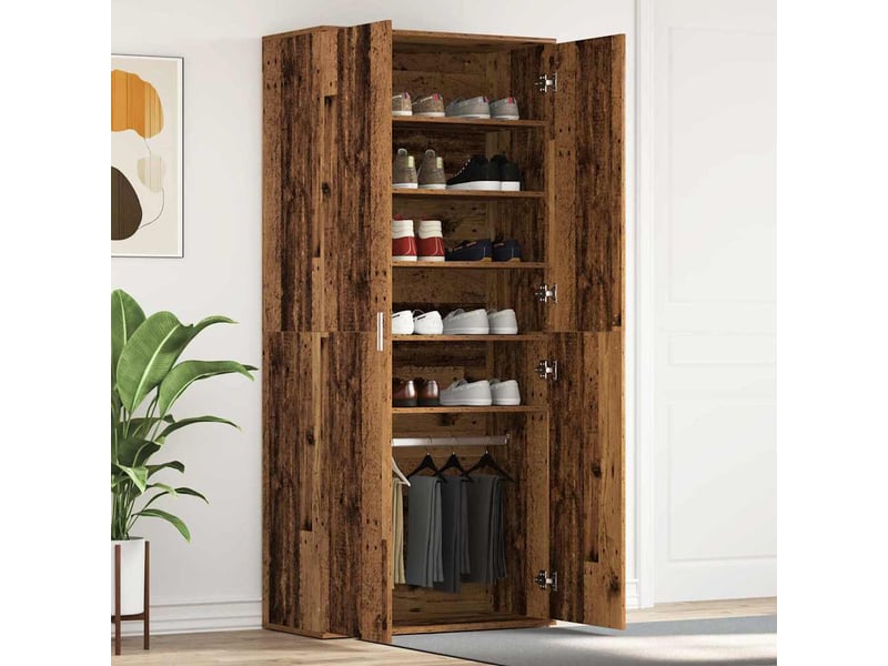 Meuble à chaussure, cabinet à chaussures 80x39x178 cm bois d'ingénierie shl8507 - Conforama B