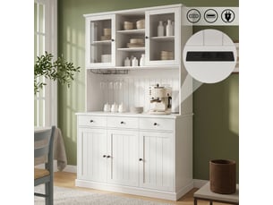 Buffet 5 porte(s)  3 tiroir(s) <strong></strong> <strong>Fay Lum</strong> - 120 cm coloris blanc 