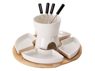 Ensemble de fondue au chocolat avec planche en bambou, 11 pièces