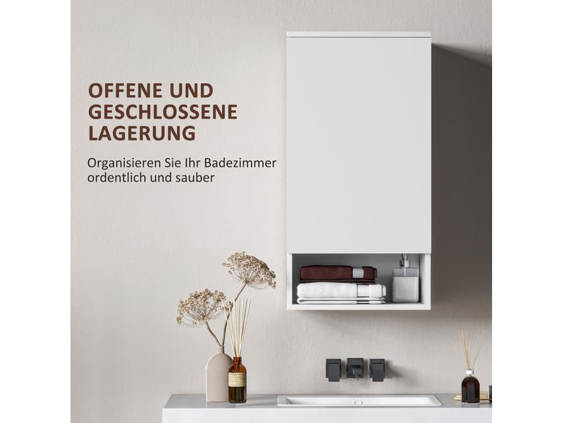  Meuble de salle de bain mural 40 x 27 x 77 cm – blanc – porte sans poignée et étagères réglables  - Conforama D
