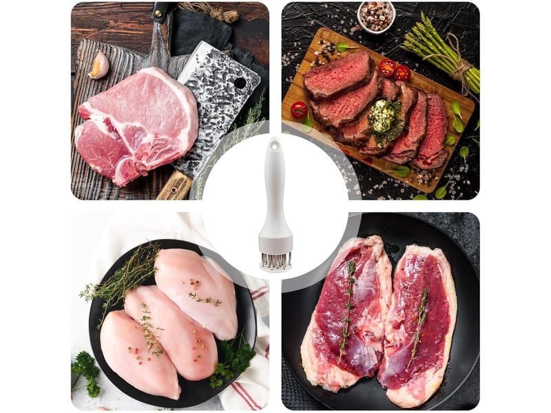  Attendrisseur de viande pour la cuisine, attendrisseur de viande de bœuf à 21 broches, outil de cuisine professionnel pour barbecue  - Conforama D
