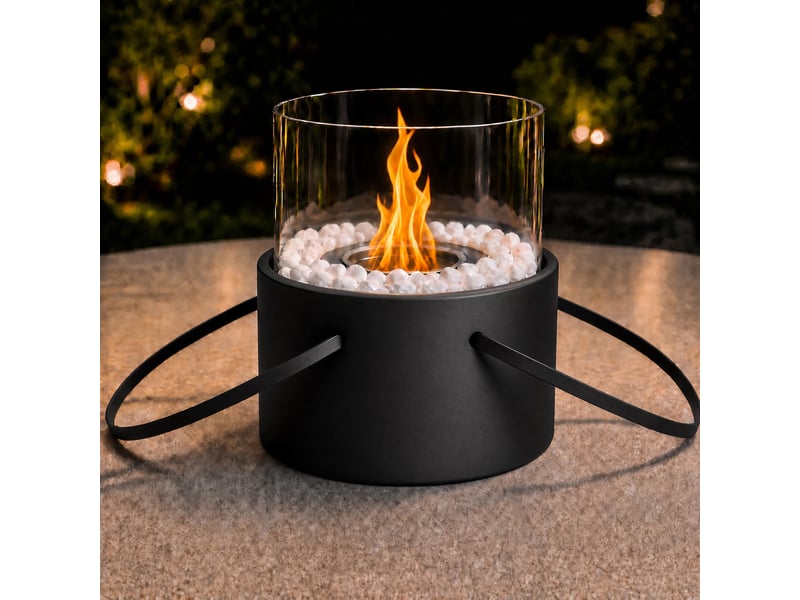 Zmh cheminée éthanol de table portable métal noir pour balcon terrasse camping - Conforama B