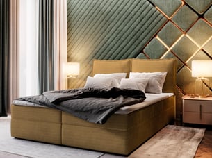 Lit avec rangement 160x200 cm <strong>MASSENO</strong> <strong></strong> coloris jaune