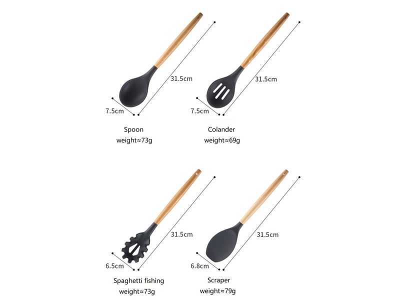  Coffret cadeau de 12 ustensiles de cuisine antiadhésifs en silicone: spatule et louche  - Conforama E