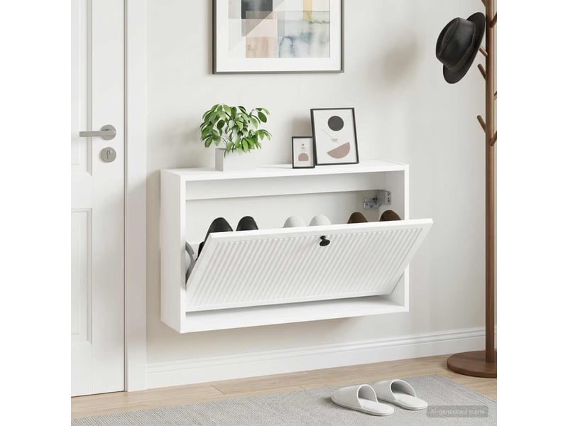  Meuble à chaussures mural, armoire à chaussures ede 71x17x43 cm blanc  - Conforama B
