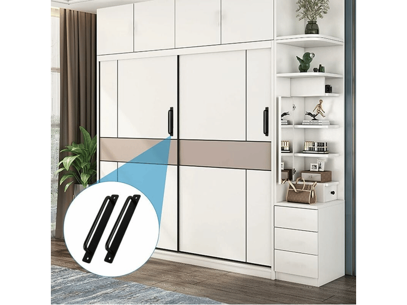 Poignée de porte coulissante en alliage d'aluminium noire, résistante, avec 4 vis, 211 mm, couleur noire - Conforama D