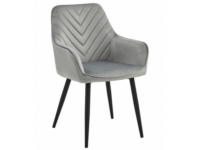 Family chaise nana - velours gris argentépieds noirs x 1  - Conforama A
