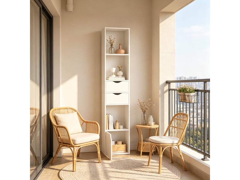 Bibliothèque haute étroite moderne, étagère de rangement salon et bureau avec présentoir élégant - Conforama B