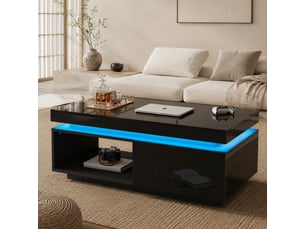 Table basse rectangulaire coloris noir FLORAGRACE - 50 cmx100 cm