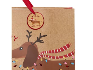 Sac cadeau de noël motif chien grand modèle