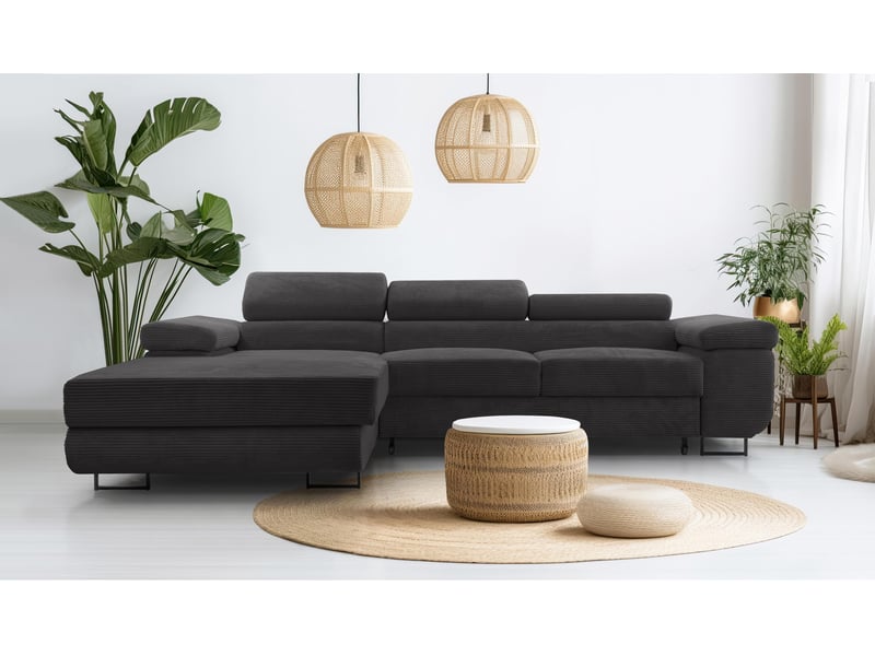  Canapé d’angle en velours côtelé arborio 280 cm gris foncé g Arborio - Conforama B