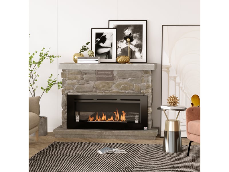 Cheminée bioéthanol murale noire, brûleur 2,8 l, 102 x 16 x 43 cm - Conforama D