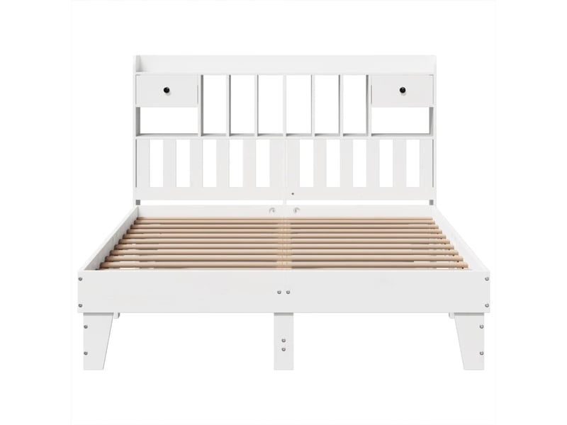  Lit double- lit adulte -  cadre de lit sans matelas blanc 150x200 cm bois de pin massif  - Conforama C