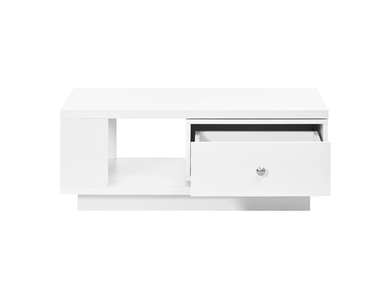  Table basse rectangle 90x48x35 cm avec tiroir rotatif finition brillante couleur blanc  - Conforama R