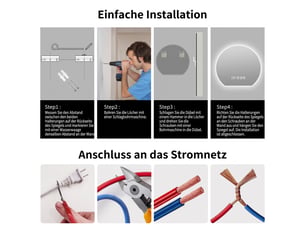 Miroir de salle de bains led 80 cm, rond, dimmable et antibuée