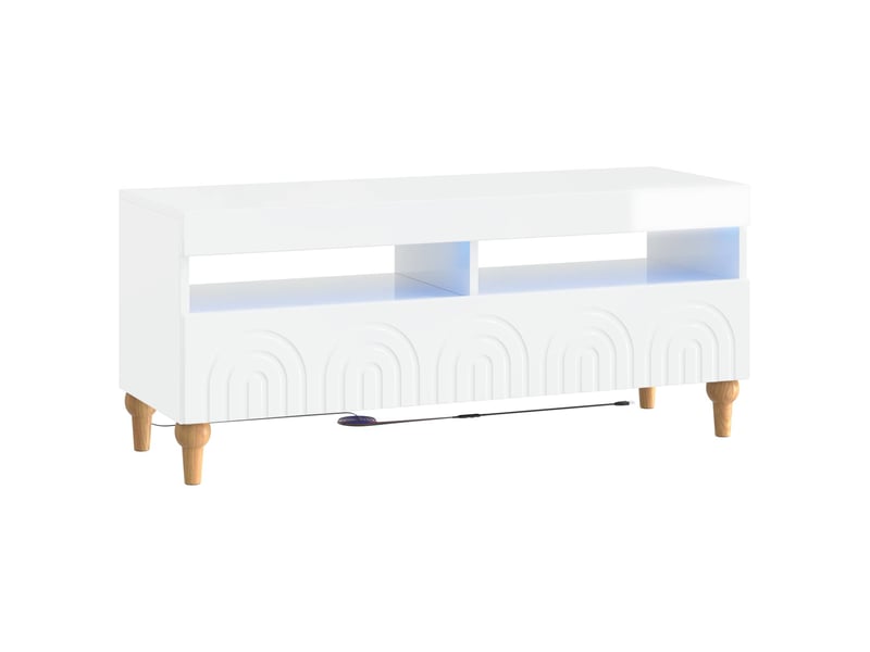 Ensemble de 3 meubles tv led blanc brillant bois d'ingénierie shl19161 - Conforama E