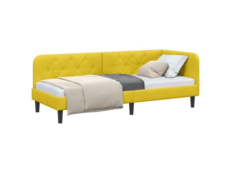  Lit simple- lit adulte -  cadre de lit d'angle jaune 80 x 200 cm velours  - Conforama B