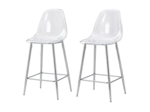 tabouret de bar  HAVRYA  - argenté hauteur d'assise 65.02 cm vendu Par paire