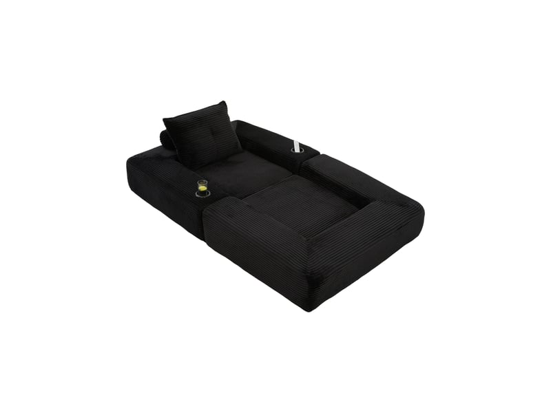  Canapé convertible velours côtelé mousse hd ressorts poche latérale porte-gobelet accoudoir zippé  - Conforama E