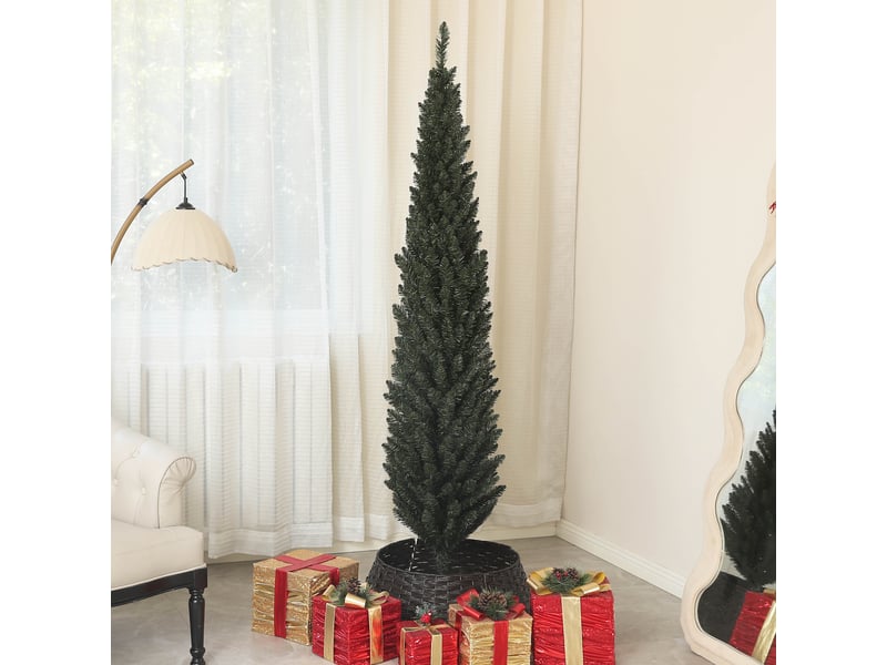  Sapin de noël artificiel, arbre de noël, base en acier, 390 branches épines, décoration de noël, ø 55 x 195h cm, vert  - Conforama B