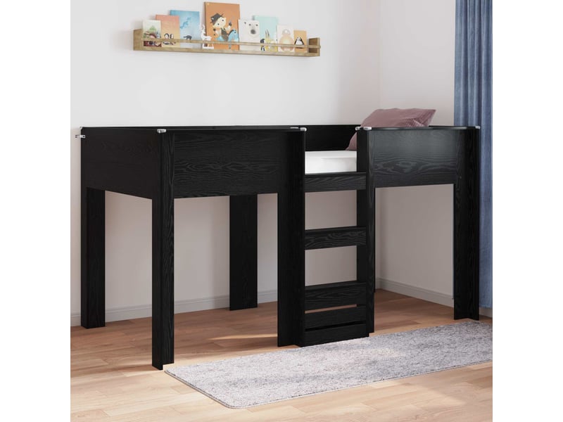 Lit superposé pour enfants - lit jeune chêne noir 90 x 200 cm  - Conforama B