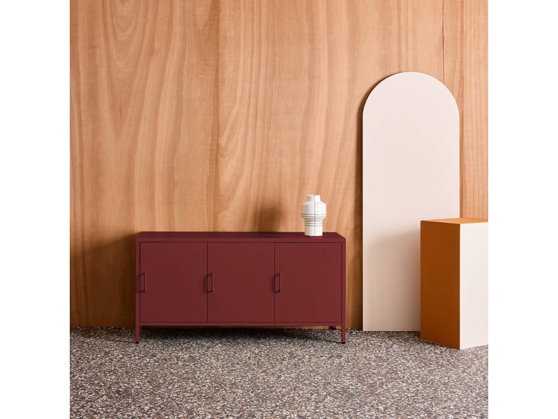  Meuble tv industriel métal bordeaux 3 portes 120cm - alabama  - Conforama B